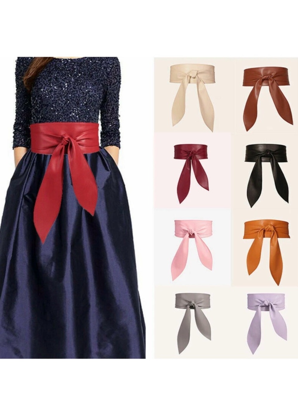 Women's Lady Waist Wide Dress Belt Soft PU Leather Wrap Around Tie Corset Cinch-